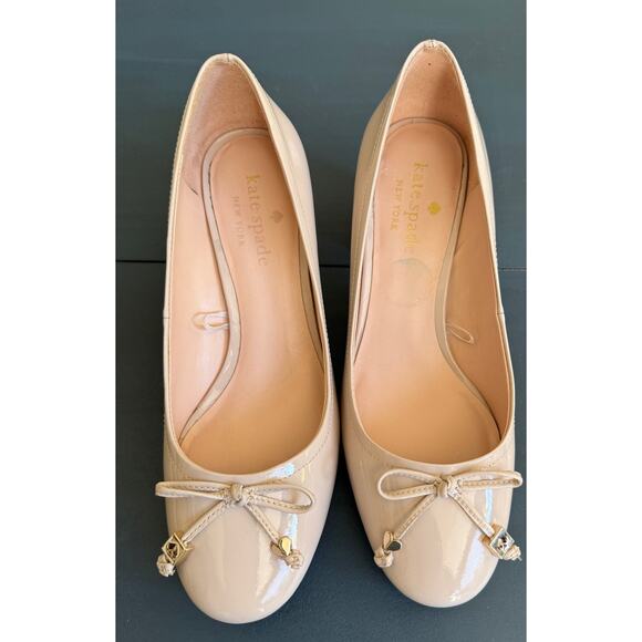Kate Spade New York Beige Leather Flats with Bow Women’s Size 6.5 B - Picture 1 of 10
